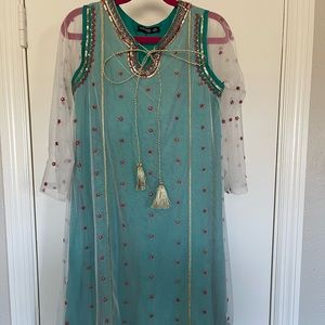 Girl's Pakistani Green Shalwar Kameez by Sapphire